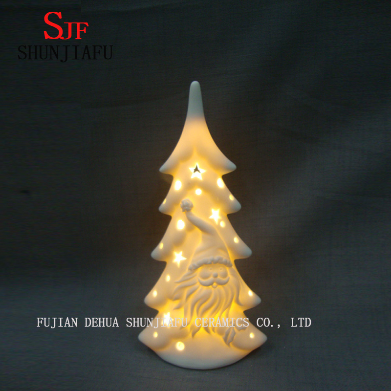 White Glazed Ceramic Christmas Tree. LED/ Wedding Tree