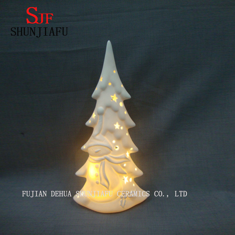 White Glazed Ceramic Christmas Tree. LED/ Wedding Tree
