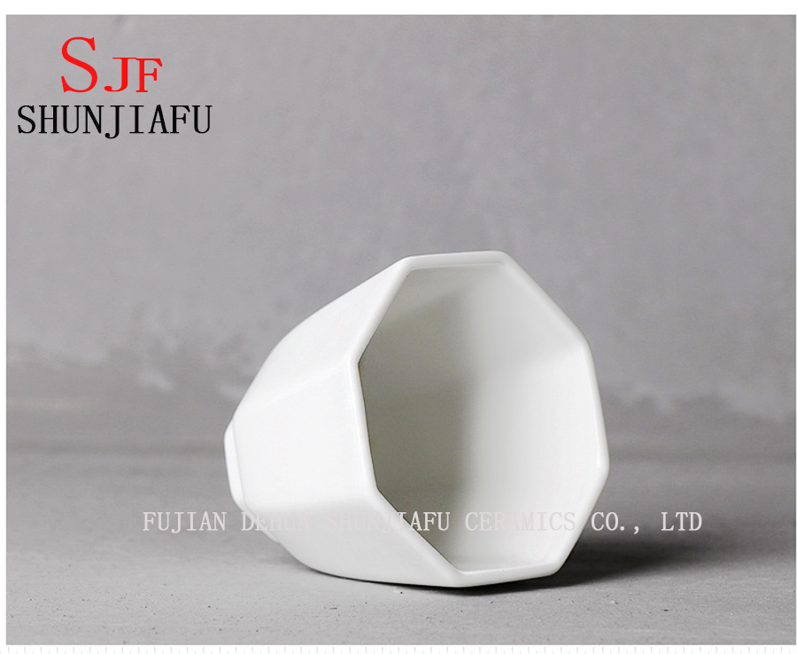 High Grade Brilliant White Porecelain Vital Tea Cup, Octagon Cup Ceramic