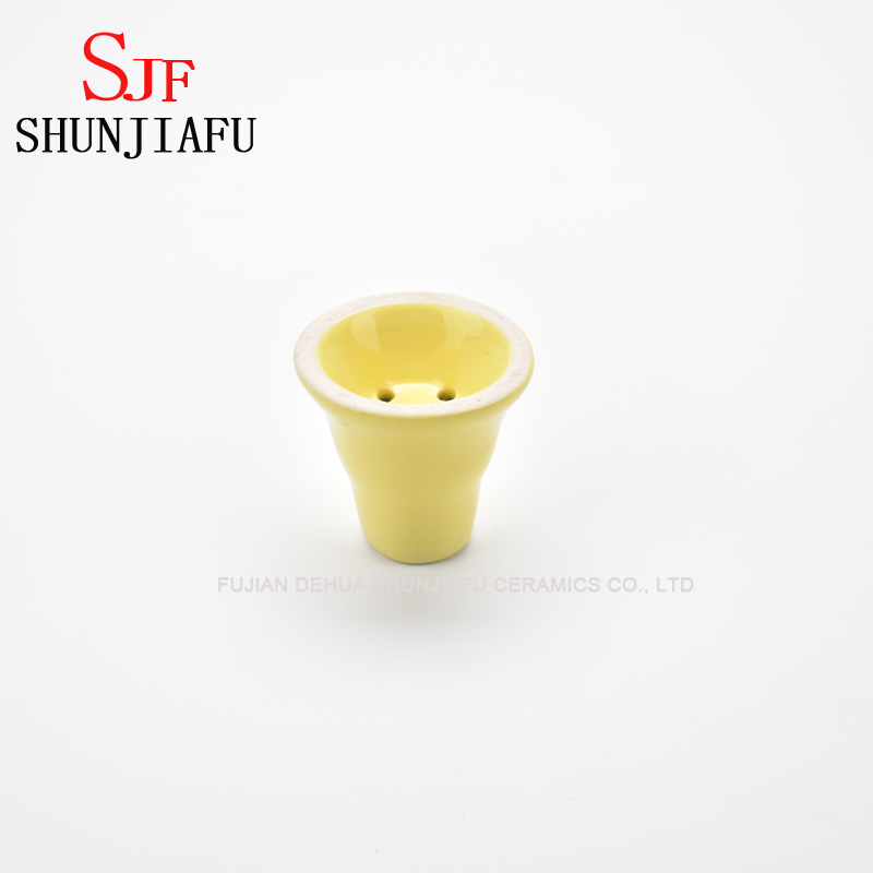 Yellow Ceramic Shisha Bowl for Hooka Narghile Smoking Accessories