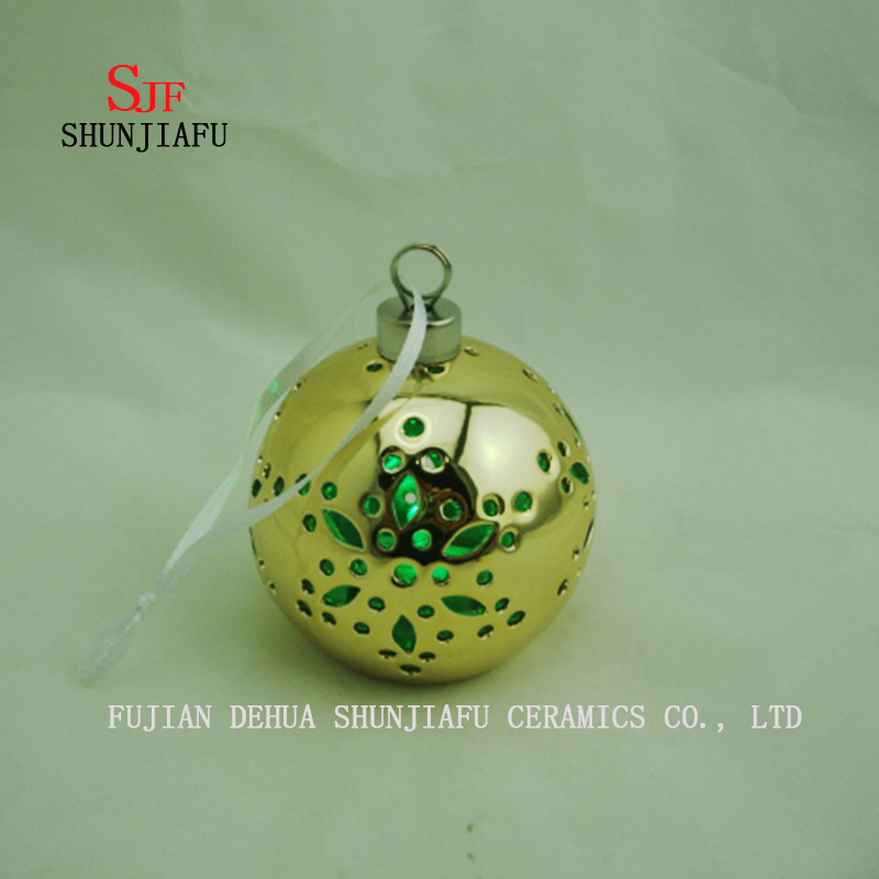 Spherical Electroplated Ceramic Candle Stand, Porcelain Candle Candlestick/E