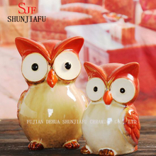 a Pair of Cute Small Ceramic Owl Craft