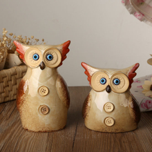 an Owl with Buttons for Home Furnishing Ceramic Craft
