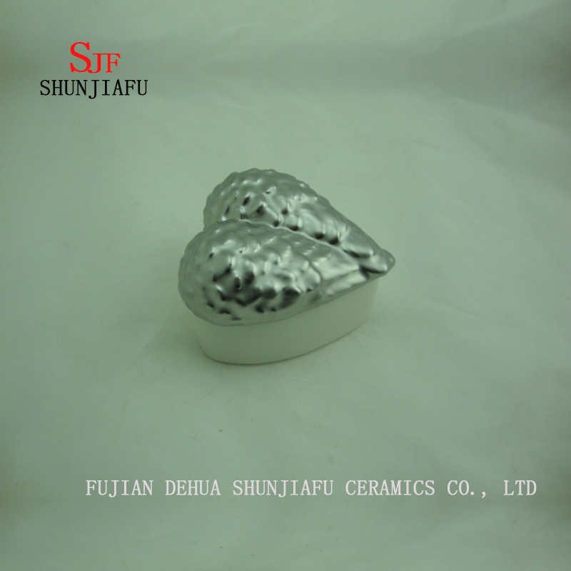 Wing Pattern Love Shape Jewelry Organizer, Ceramic Jewelry Box