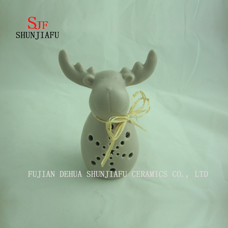 Cute Deer Head Decorative Art White Lighting Bedroom, Ceramic Candle Holder/C