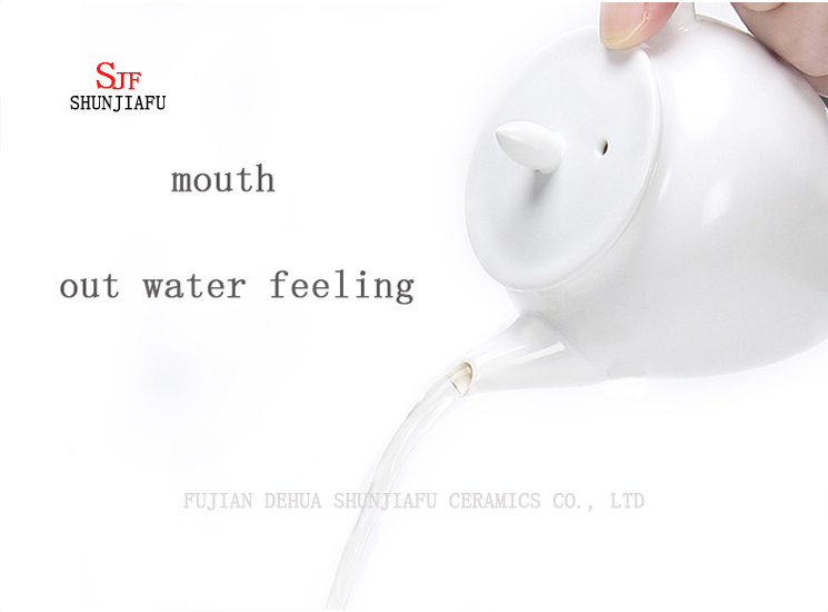 White Classic 6 Cups Ceramic Teapot for Decoration