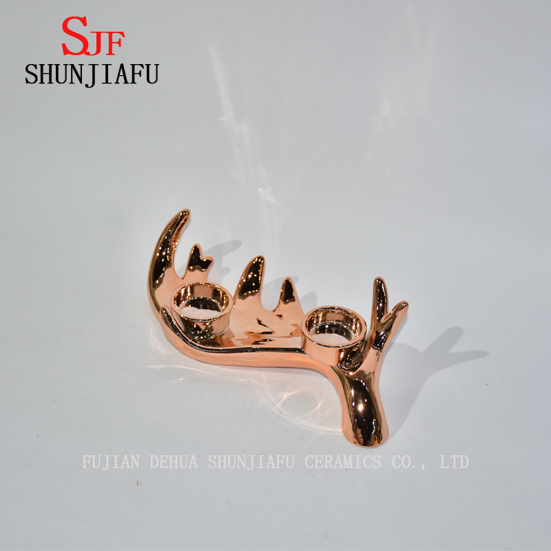 Electroplate Ceramic Deer Candle Stand for Home Decoration /Christmas Festival