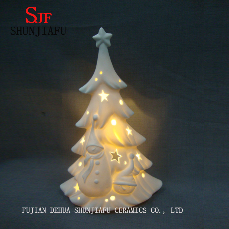 White Glazed Ceramic Christmas Tree. LED/ Wedding Tree