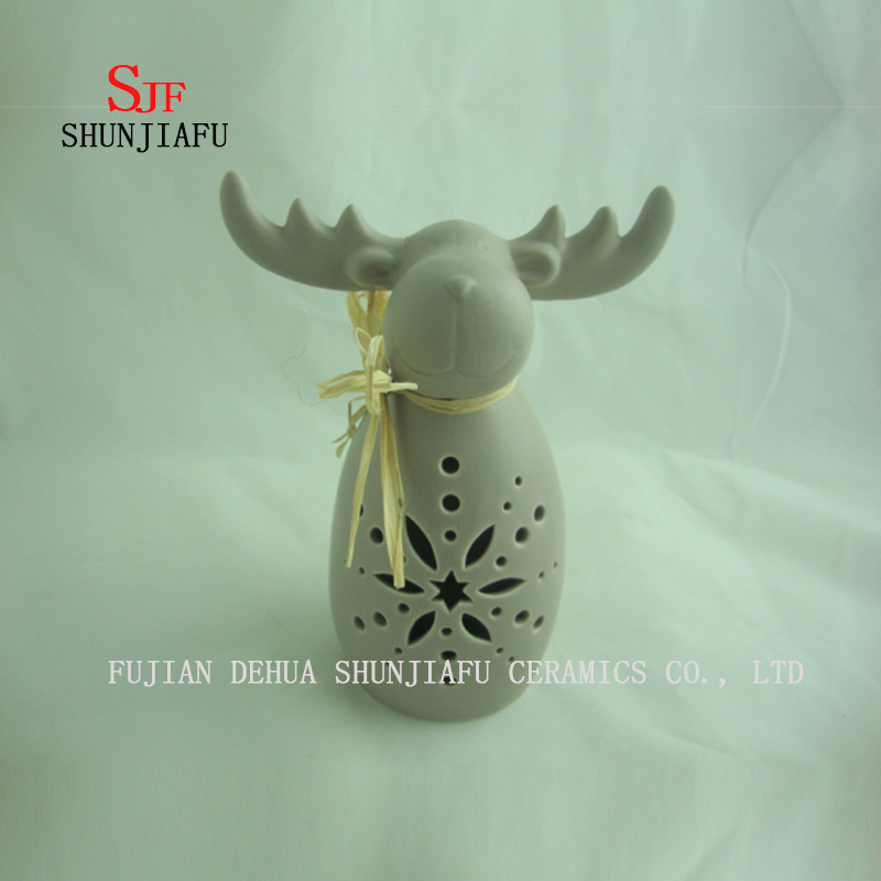 Cute Deer Head Decorative Art White Lighting Bedroom, Ceramic/a