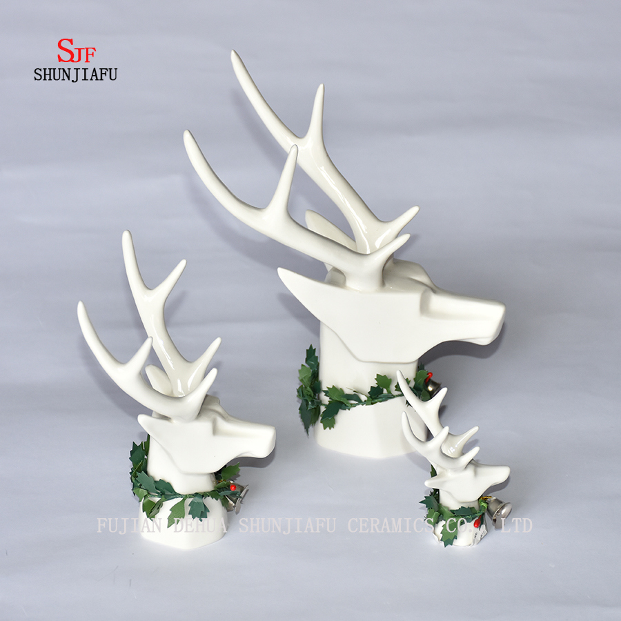 Good Luck; Ceramic Deer Shape Christmas Decoration, Holiday Gift.