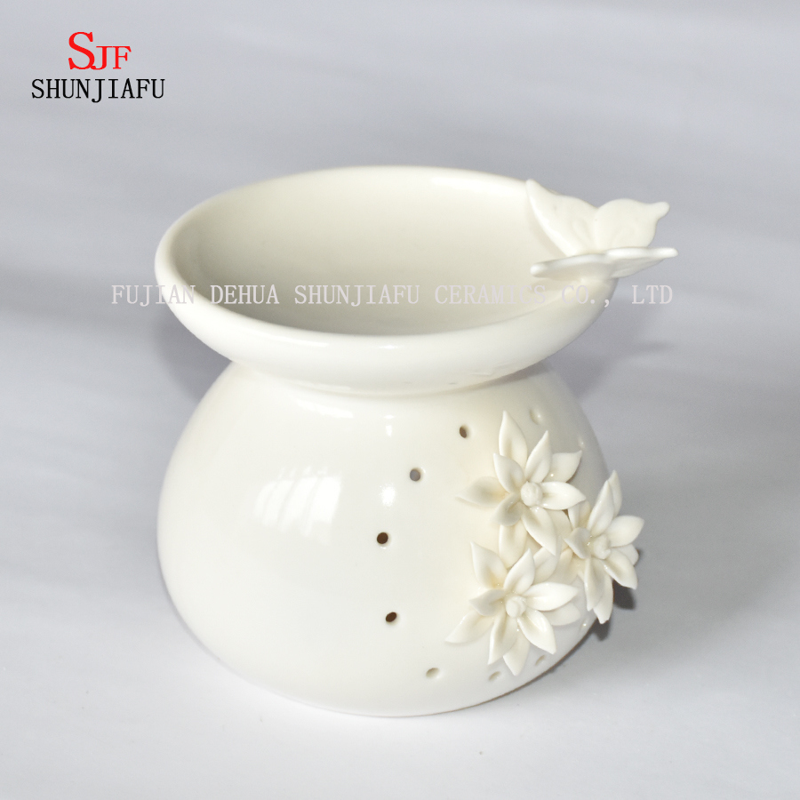 Aroma Lamp White Ceramic Oil Warmer Tealight Holder