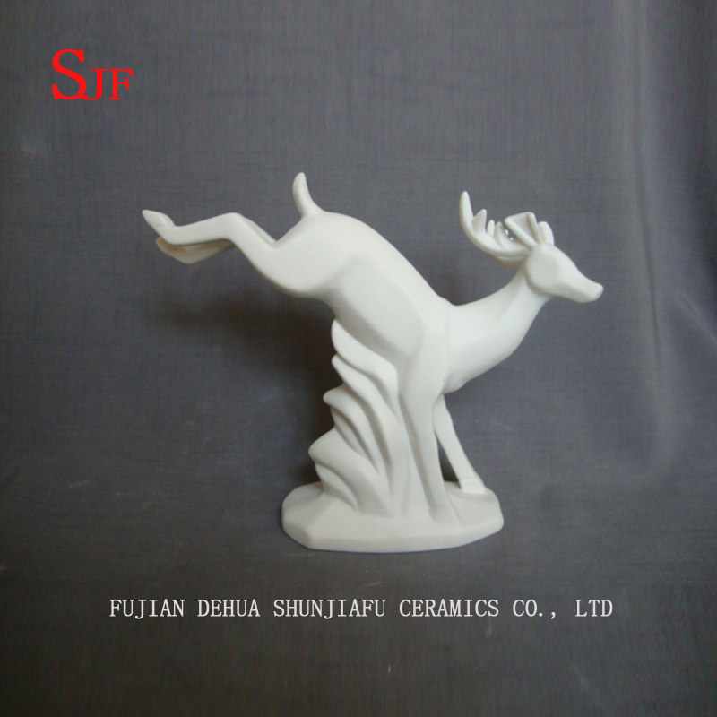 White Ceramic Decoration Animals Figurine Milu Deers Porcelain Sculptures Reindeers Crafts Christmas