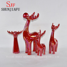 Ceramic Deer for Home Decoration Pearl Glazed Finish Red
