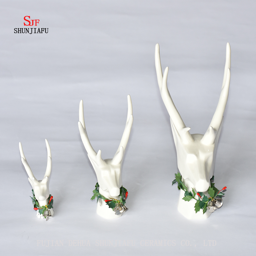 Good Luck; Ceramic Deer Shape Christmas Decoration, Holiday Gift.