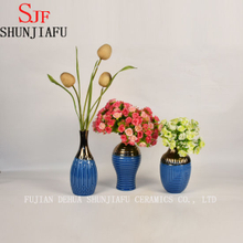High-End Style Small Ceramic Flower Vase for Home Decoration (Blue)