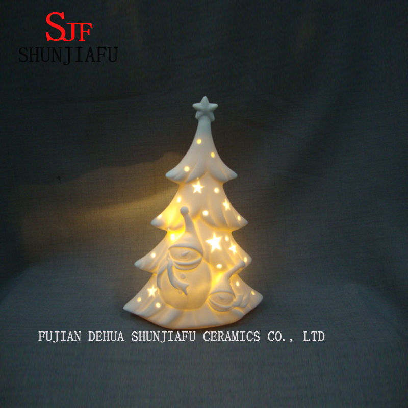 White Glazed Ceramic Christmas Tree. LED/ Wedding Tree