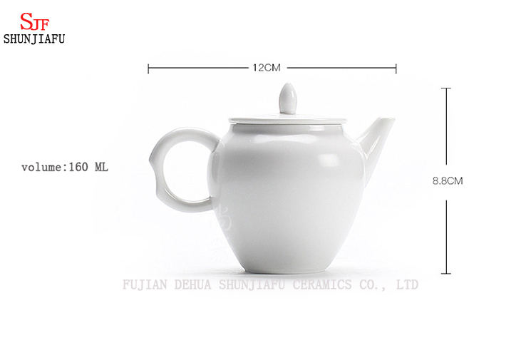 White Classic 6 Cups Ceramic Teapot for Decoration