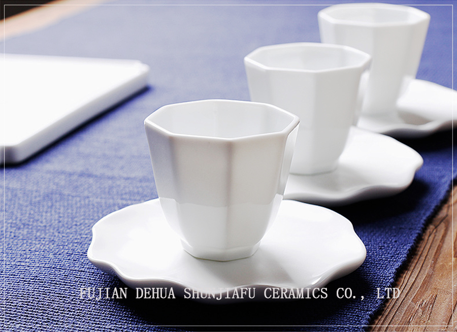 High Grade Brilliant White Porecelain Vital Tea Cup, Octagon Cup Ceramic