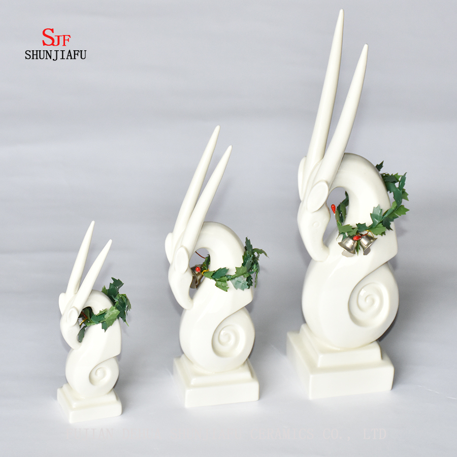 Good Luck; Ceramic Deer Shape Christmas Decoration, Holiday Gift.