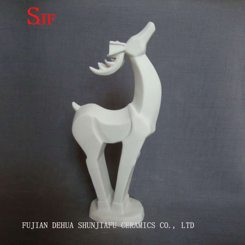 White Ceramic Decoration Animals Figurine Milu Deers Porcelain Sculptures Reindeers Crafts Christmas