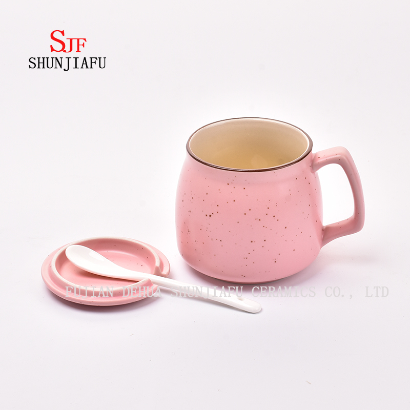Creative Ceramic Mug with Lid. Breakfast Coffee Cup