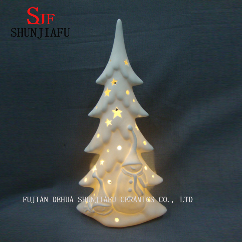 White Glazed Ceramic Christmas Tree. LED/ Wedding Tree