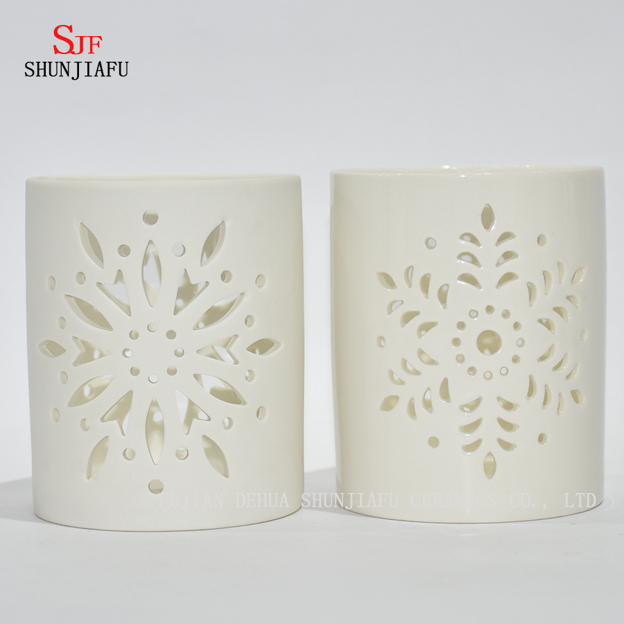 Ceramic Tealight Holder Candleholder Candle Holder for Tea Lights Carved by Machine/a