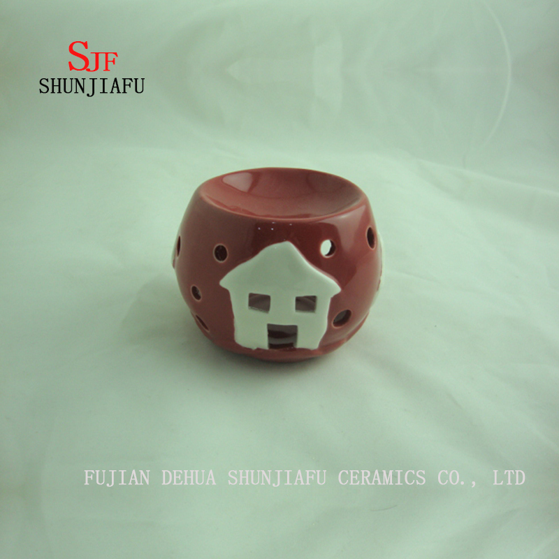 Round Shape, Incense Burner for Essence Ceramic (RED) /a