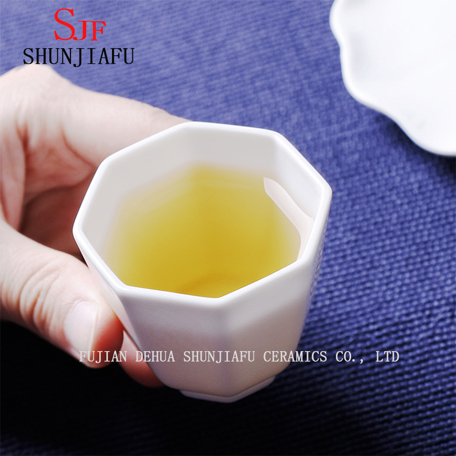 High Grade Brilliant White Porecelain Vital Tea Cup, Octagon Cup Ceramic
