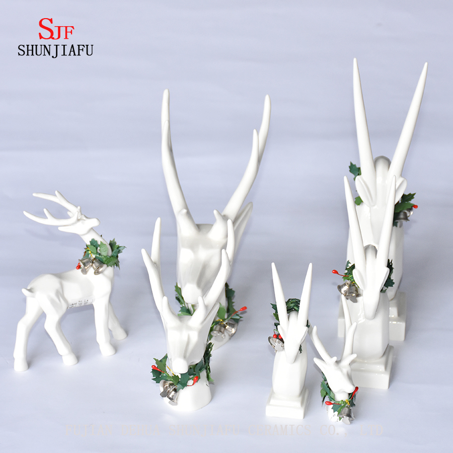 Good Luck; Ceramic Deer Shape Christmas Decoration, Holiday Gift.