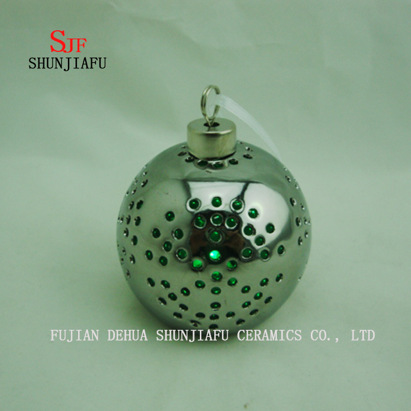 Spherical Electroplated Ceramic Candle Stand, Porcelain Candle Candlestick/C