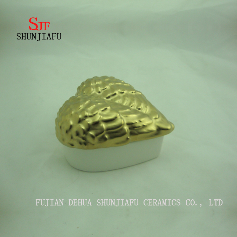 Wing Pattern Love Shape Jewelry Organizer, Ceramic Jewelry Box