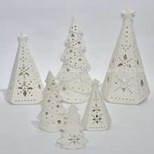 White Ceramic Christmas Tree Candle Holder/ Xmas Gift /Christmas Gift
