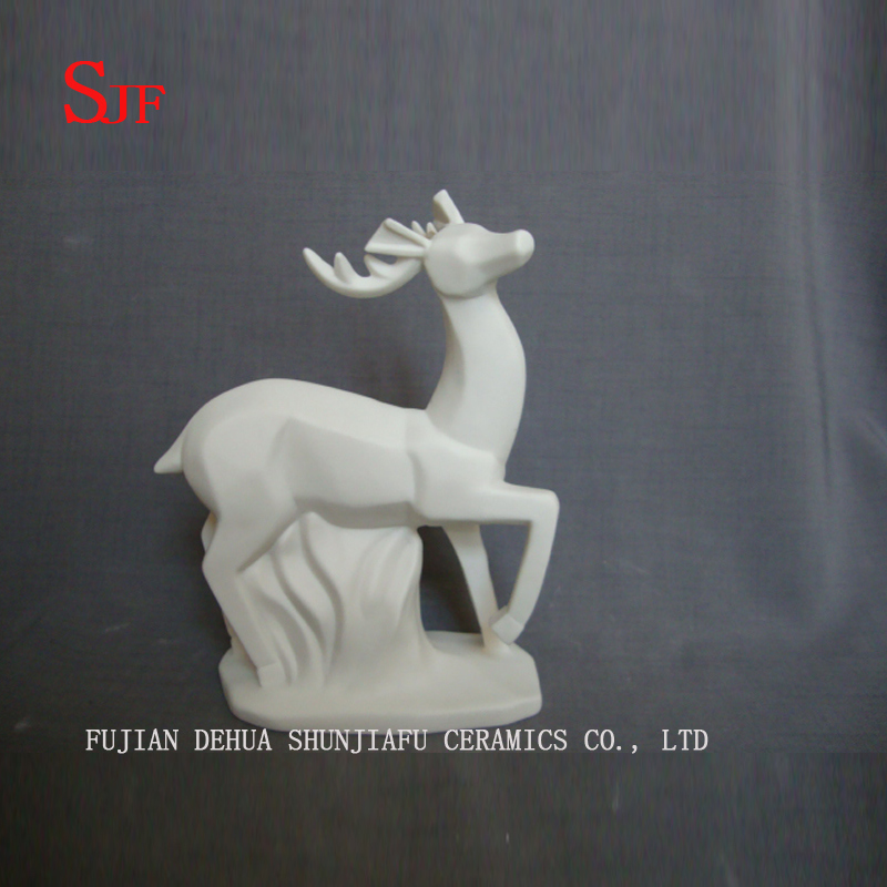 White Ceramic Decoration Animals Figurine Milu Deers Porcelain Sculptures Reindeers Crafts Christmas