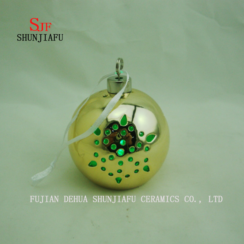 Spherical Electroplated Ceramic Candle Stand, Porcelain Candle Candlestick/F