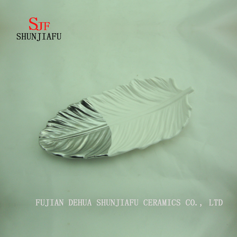 Gold and Silver Special Feather Dishes, Ceramic Plate/B