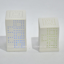 Modern Architecture Shape Candle Choice, Multi-Color Flameless LED Votive Candles with Button Switch/Ceramic