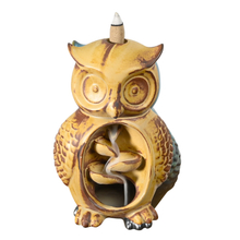 Brown Owl Statue Style Design Incense Cones Ceramic Backflow Incense Burner