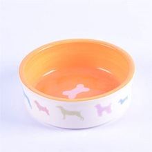 bowl outside printed dog Pink bowl bottom printing bones Pictures Ceramic Pet Feeder Ceramic Dog Bowl