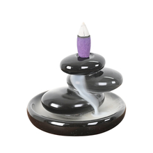 Three stone styles stacked design Ceramic backflow incense burner