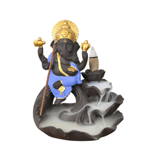 Blue Ceramic Ganesha Style Waterfall Backflow Incense Burner