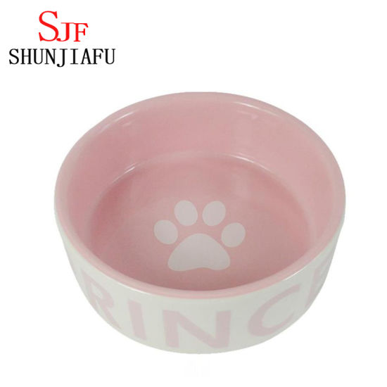 Pink Ceramic Dog Feeder Ceramic Pet Bowl