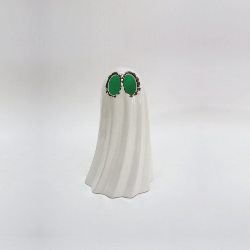 Ceramic Specter Halloween Ghost LED Candle Holder