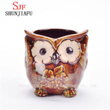 Ceramic Cartoon Owl Planter Porcelain Animal Flowerpot/B