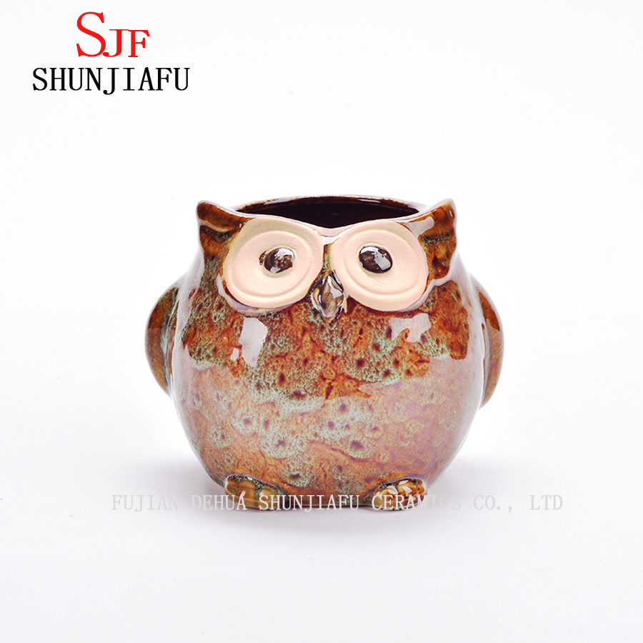 5 Design Ceramic Cartoon Owl Planter Porcelain Animal Flowerpot/C