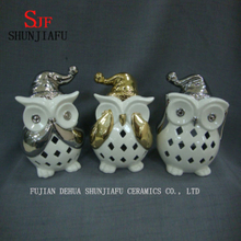 Cute Owl Christmas Candle Holder LED Personalized Ceramic