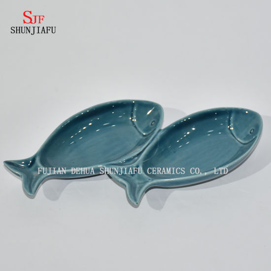 Multipurpose Ceramic Plates/ Porcelain Saucers Bowl Dinnerware Set for Vinegar/Salad Soy Sauce/Wasabi/Chili Oil-Ocean Series