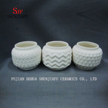 3 Styles/ Handmade Geometric Vase, White Ceramic Flowerpot/S