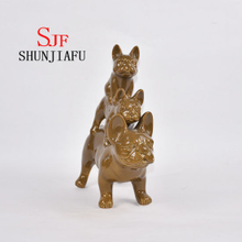 Ceramic Three Dogs Harmonious Family for Home Decorations