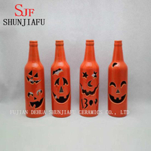 Decorate The Ceramic Wine Bottle for Halloween